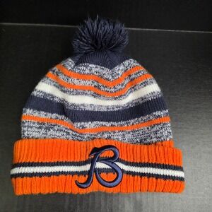 Chicago Bears NFL GSH Pom Beanie Hat Orange Navy Blue Fleece Lined One Size